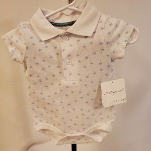 Onesie, 3-month, boys, bodysuit - White w/blue palm trees (Starting Out)